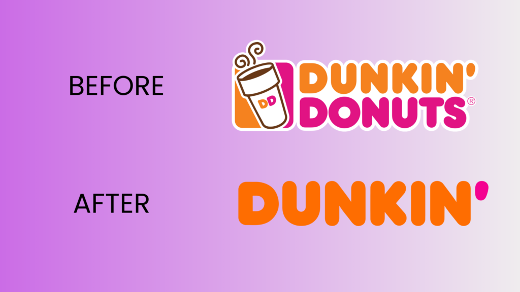 Dunkin Donuts before and after logo
